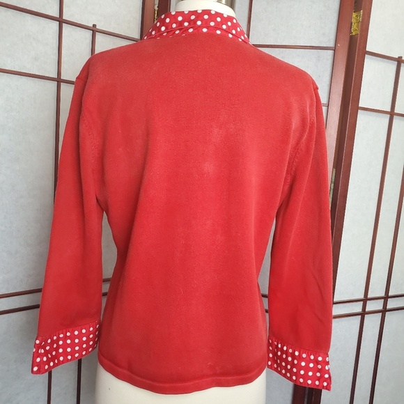 Vintage Polka Dots Collar & Cuffs Knit Snap Up Top - Picture 4 of 8